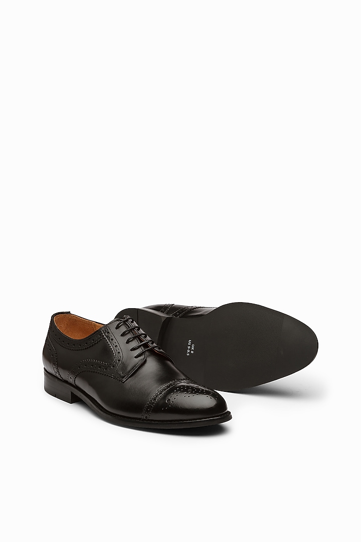 Black Calf Leather Derby Shoes by Dapper Shoes Co. at Pernia's Pop Up Shop