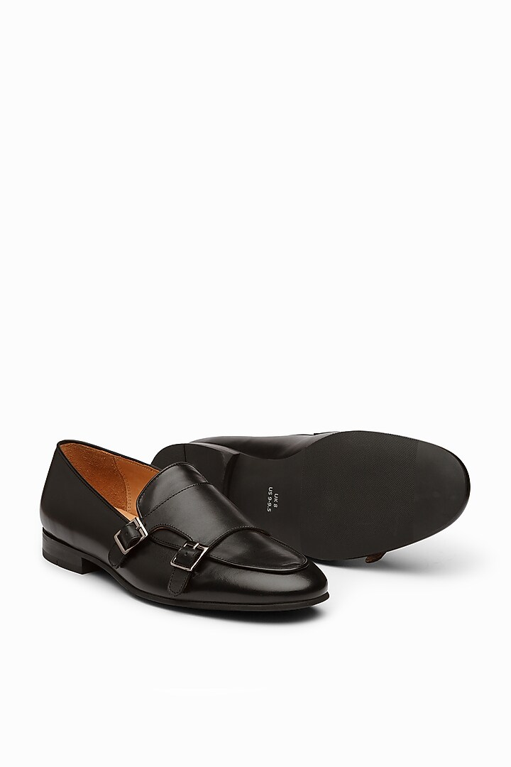 Black Calf Leather Monk Loafers by Dapper Shoes Co. at Pernia's Pop Up Shop