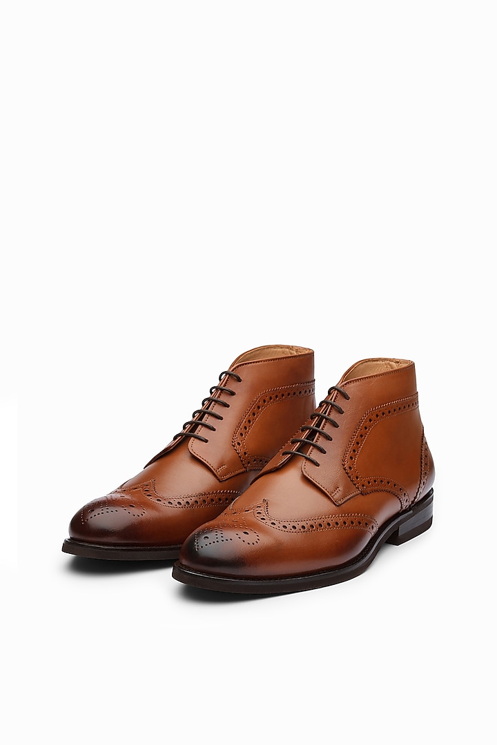 Tan Calf Leather Boots by Dapper Shoes Co.