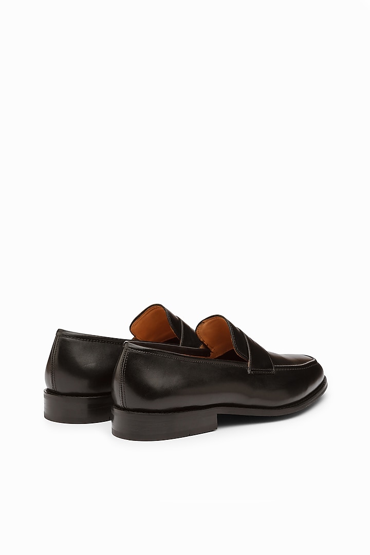 Black Calf Leather Penny Loafers by Dapper Shoes Co. at Pernia's Pop Up Shop