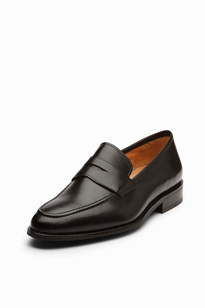 Black Calf Leather Penny Loafers by Dapper Shoes Co. at Pernia's Pop Up Shop