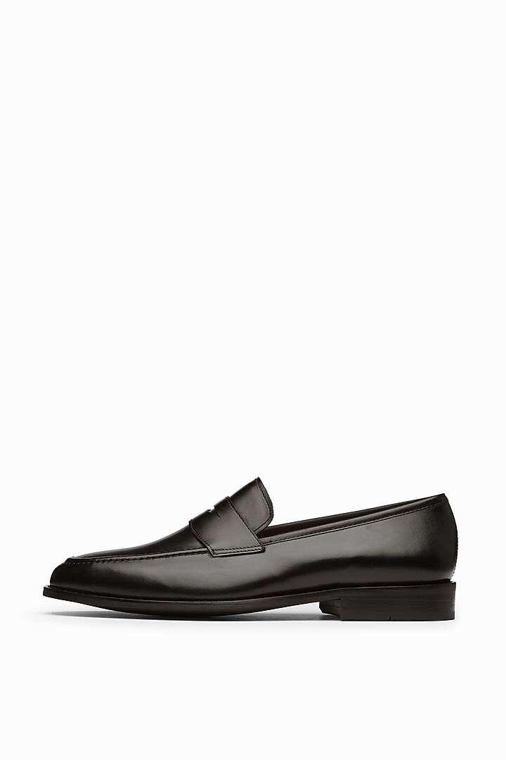 Black Calf Leather Penny Loafers by Dapper Shoes Co. at Pernia's Pop Up Shop