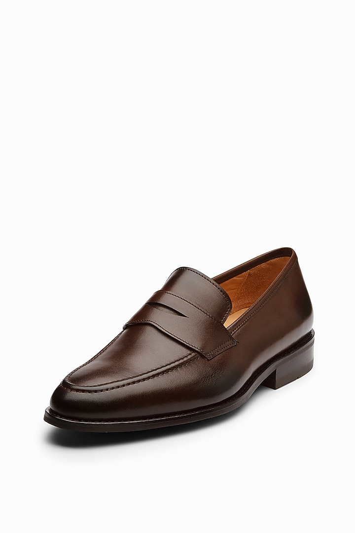 Brown Calf Leather Penny Loafers by Dapper Shoes Co. at Pernia's Pop Up Shop