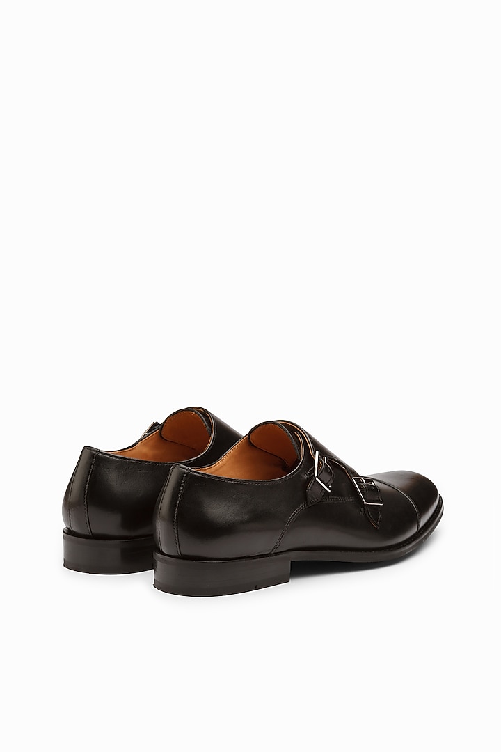 Black Calf Leather Monk Shoes by Dapper Shoes Co. at Pernia's Pop Up Shop