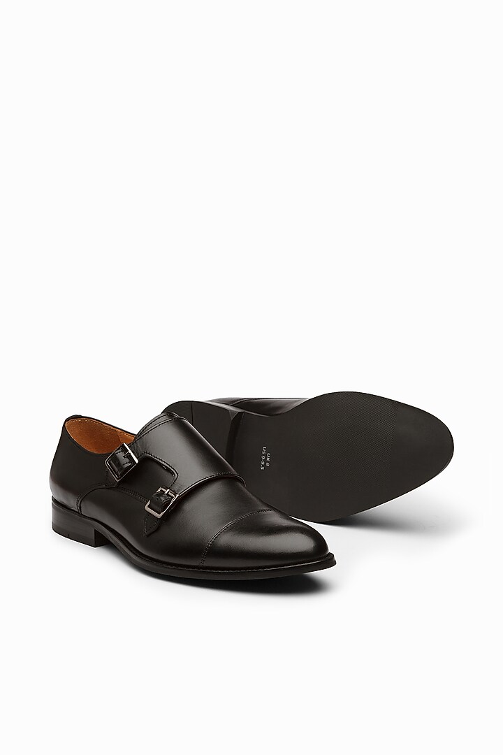 Black Calf Leather Monk Shoes by Dapper Shoes Co. at Pernia's Pop Up Shop