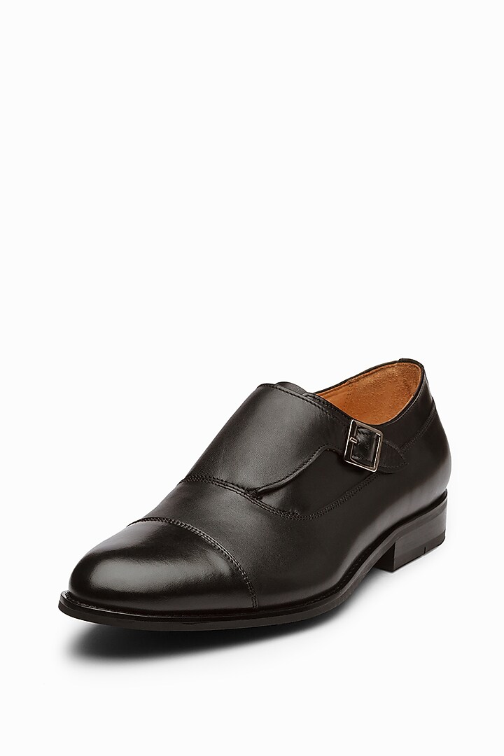 Black Calf Leather Monk Shoes by Dapper Shoes Co. at Pernia's Pop Up Shop