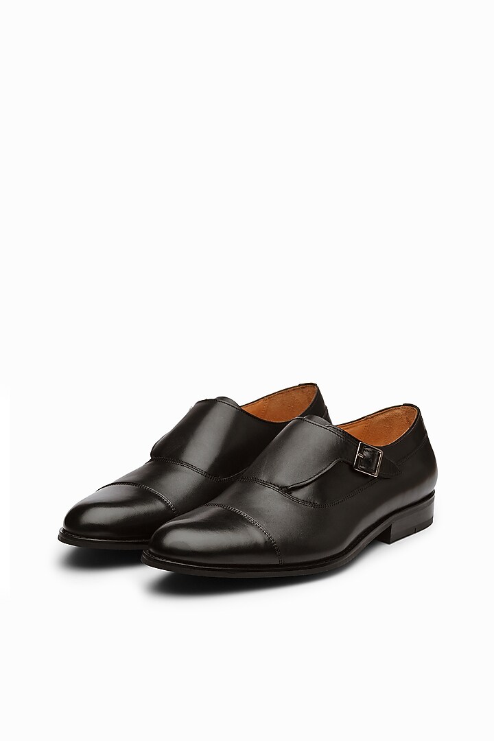 Black Calf Leather Monk Shoes by Dapper Shoes Co. at Pernia's Pop Up Shop