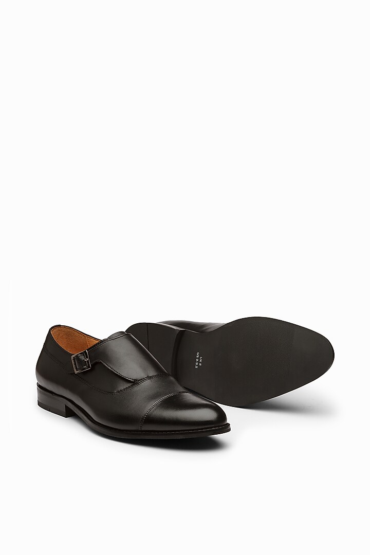 Black Calf Leather Monk Shoes by Dapper Shoes Co. at Pernia's Pop Up Shop