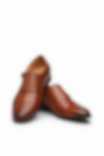 Cognac Calf Leather Monk Shoes by Dapper Shoes Co.