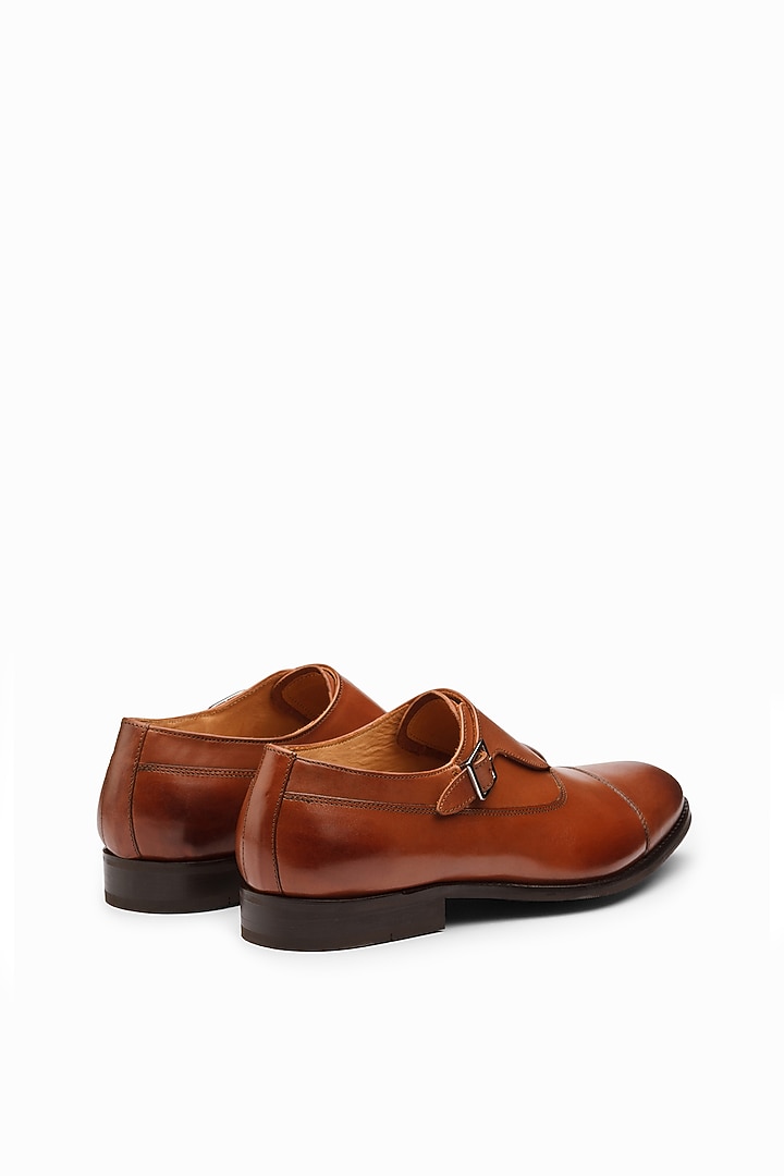 Cognac Calf Leather Monk Shoes by Dapper Shoes Co. at Pernia's Pop Up Shop