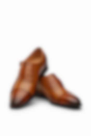 Tan Calf Leather Monk Shoes by Dapper Shoes Co.
