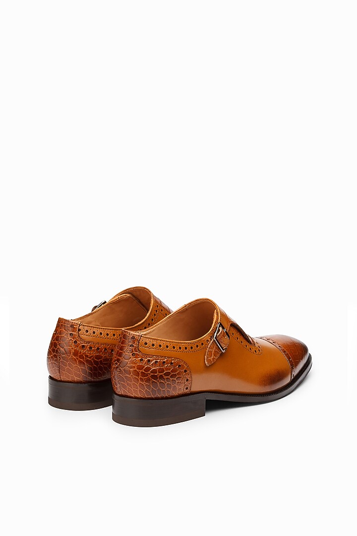 Tan Calf Leather Monk Shoes by Dapper Shoes Co. at Pernia's Pop Up Shop
