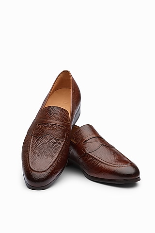 Brown Calf Leather Penny Loafers by Dapper Shoes Co.