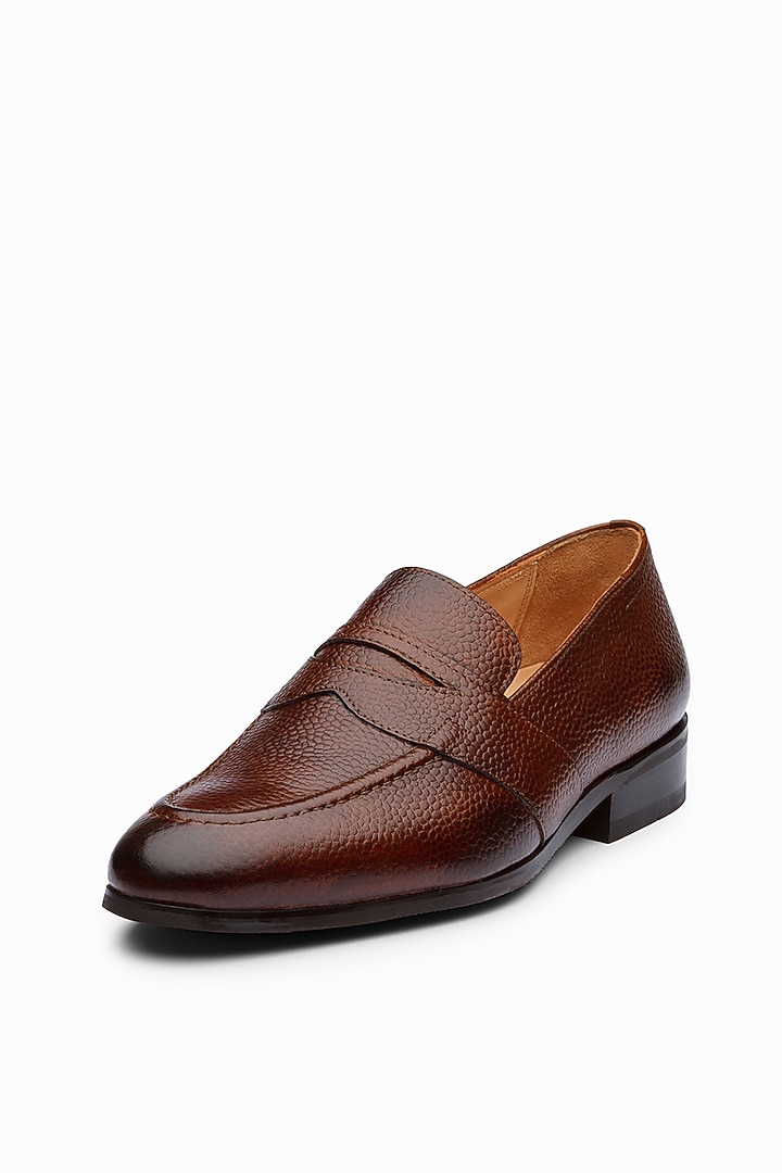 Brown Calf Leather Penny Loafers by Dapper Shoes Co. at Pernia's Pop Up Shop