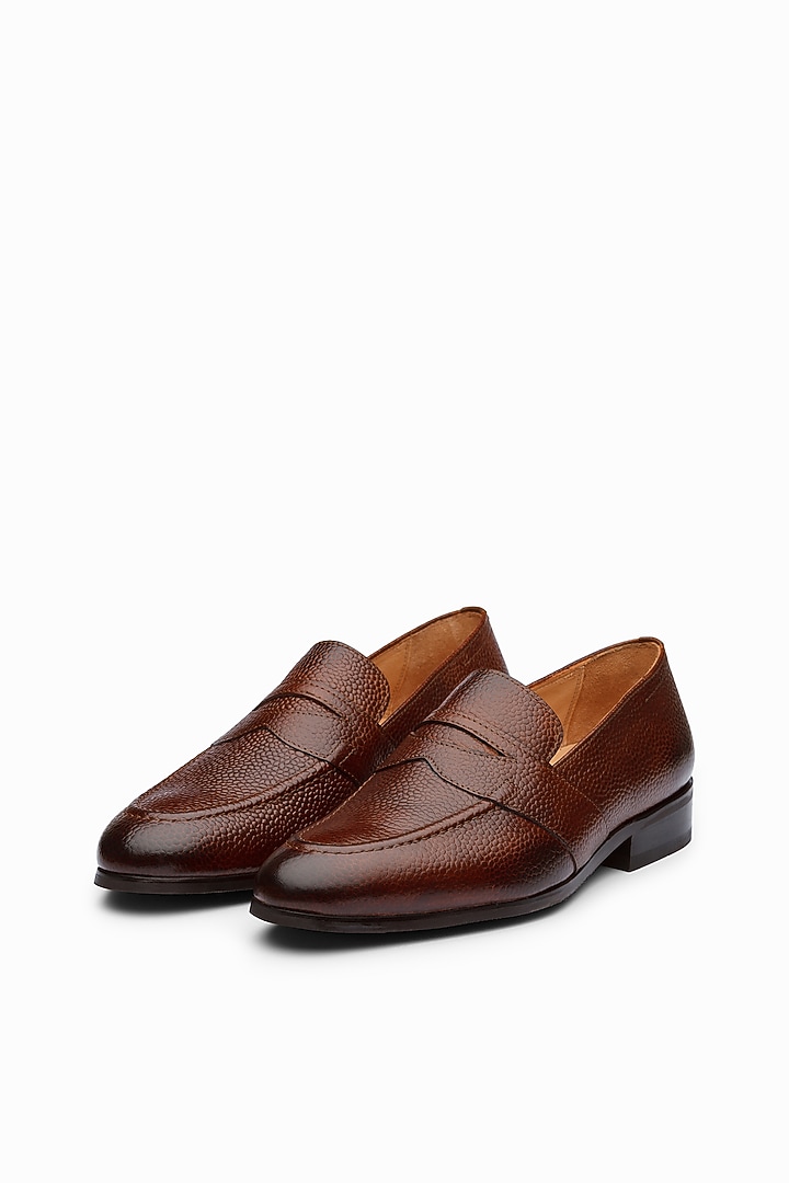 Brown Calf Leather Penny Loafers by Dapper Shoes Co. at Pernia's Pop Up Shop