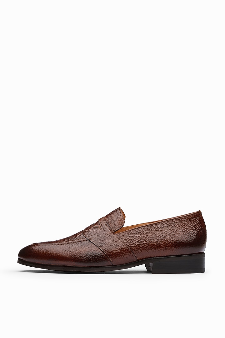 Brown Calf Leather Penny Loafers by Dapper Shoes Co. at Pernia's Pop Up Shop