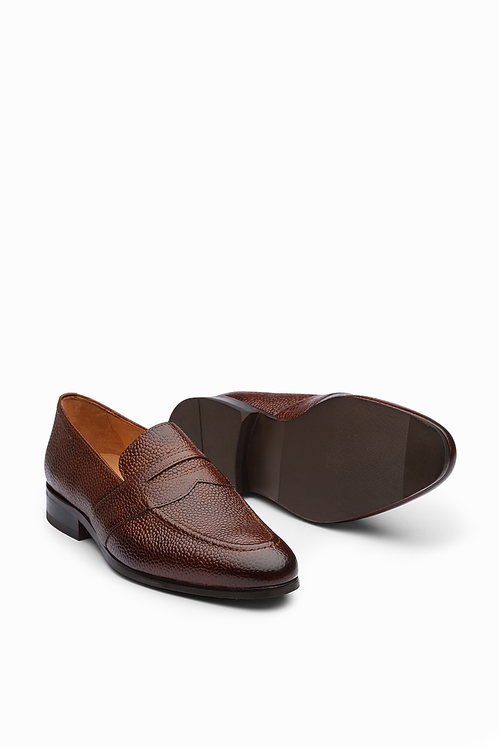 Brown Calf Leather Penny Loafers by Dapper Shoes Co. at Pernia's Pop Up Shop