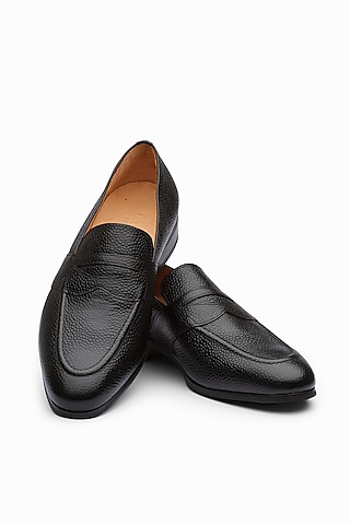 Black Calf Leather Penny Loafers by Dapper Shoes Co.