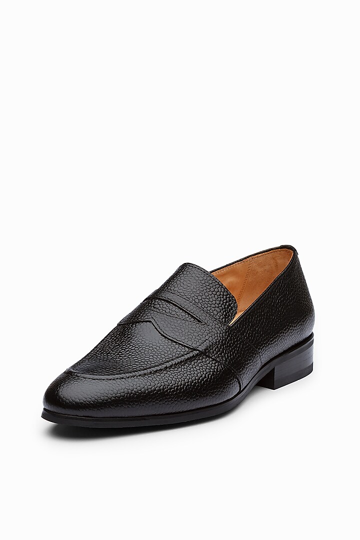 Black Calf Leather Penny Loafers by Dapper Shoes Co. at Pernia's Pop Up Shop