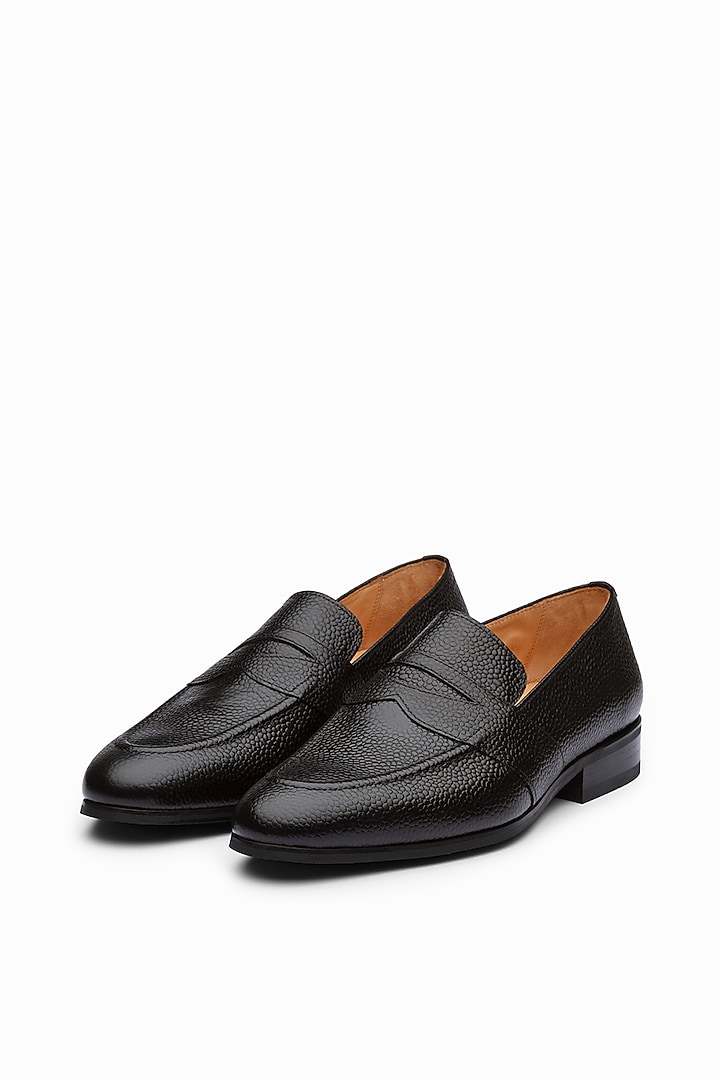 Black Calf Leather Penny Loafers by Dapper Shoes Co. at Pernia's Pop Up Shop