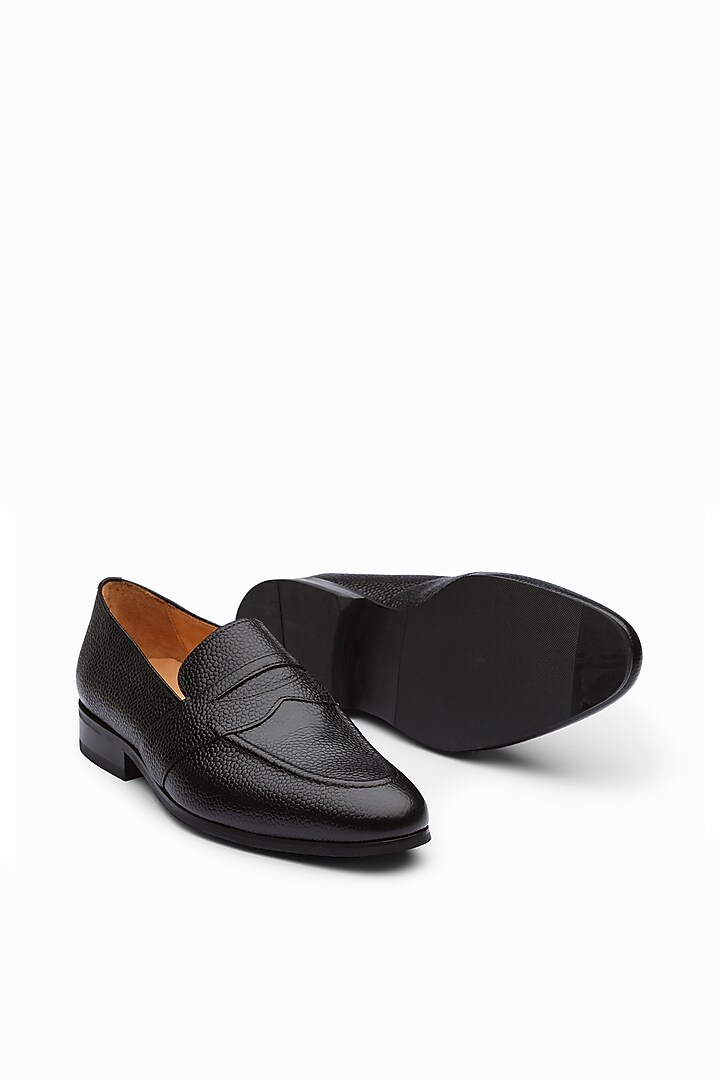 Black Calf Leather Penny Loafers by Dapper Shoes Co. at Pernia's Pop Up Shop