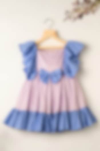 Purple & Blue Cotton Ruffled Dress For Girls by Darleen Kids Couture at Pernia's Pop Up Shop