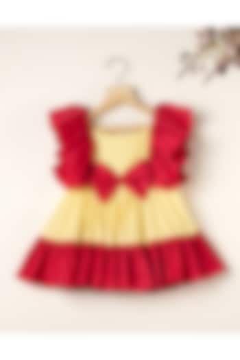 Yellow & Red Cotton Ruffled Dress For Girls by Darleen Kids Couture at Pernia's Pop Up Shop