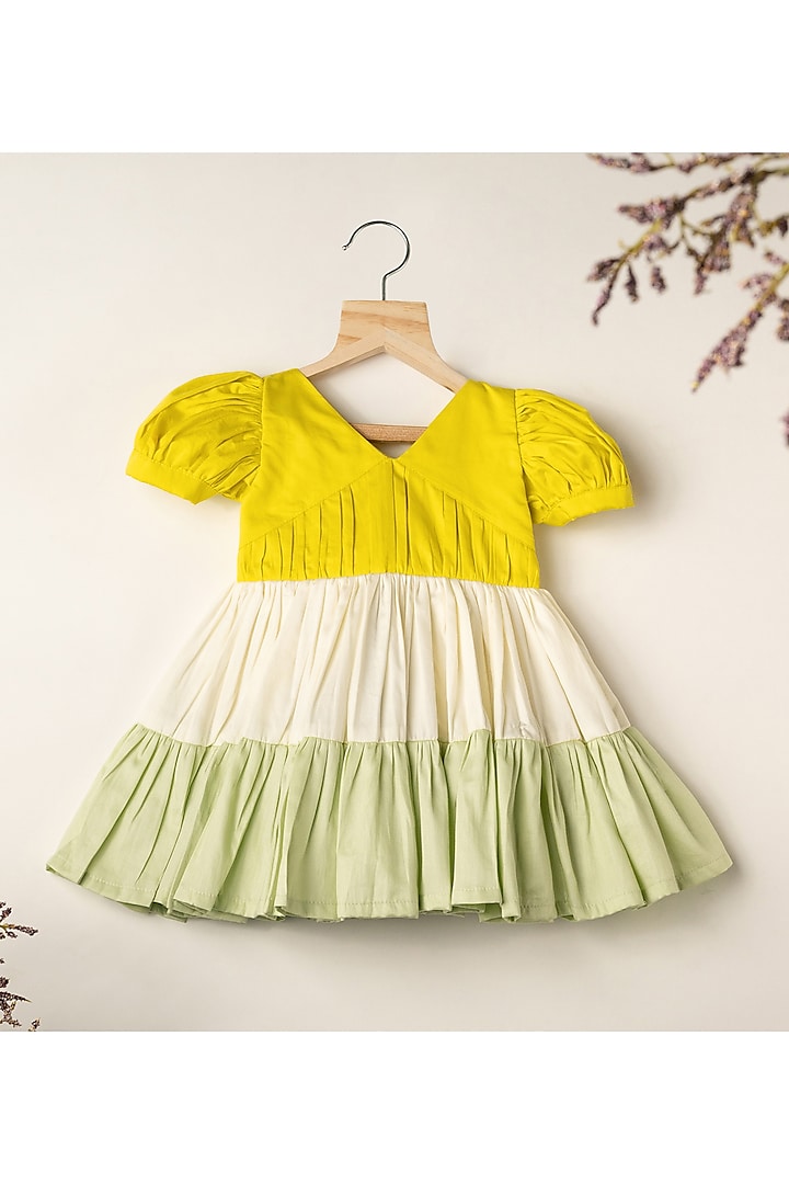 Multi-Colored Cotton Tiered Dress For Girls by Darleen Kids Couture at Pernia's Pop Up Shop