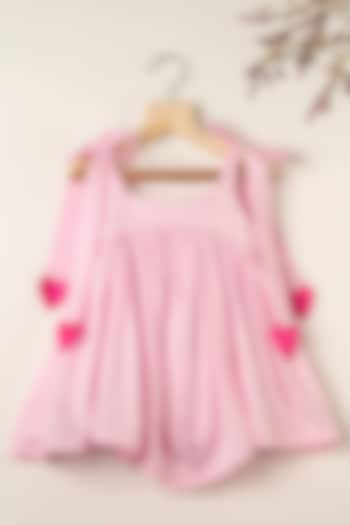 Pink Cotton Dress For Girls by Darleen Kids Couture at Pernia's Pop Up Shop