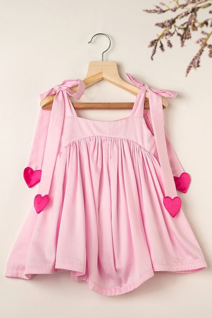 Pink Cotton Dress For Girls by Darleen Kids Couture at Pernia's Pop Up Shop