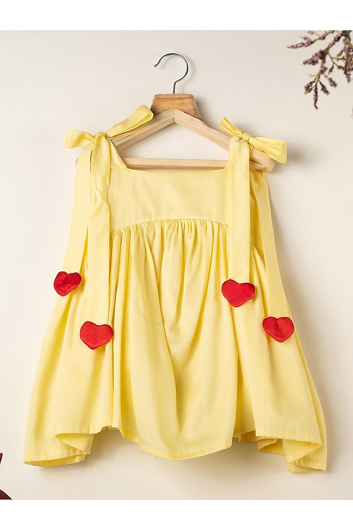 Yellow Cotton Dress For Girls by Darleen Kids Couture at Pernia's Pop Up Shop