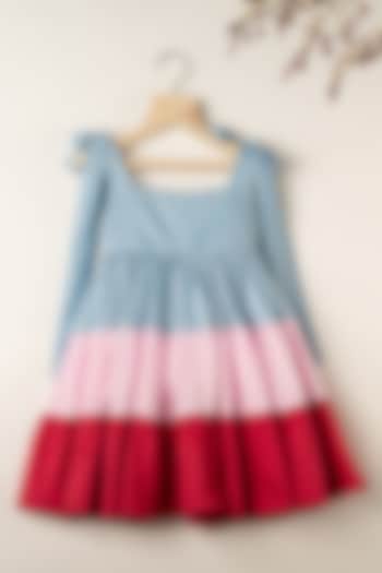 Multi-Colored Cotton Tiered Dress For Girls by Darleen Kids Couture at Pernia's Pop Up Shop
