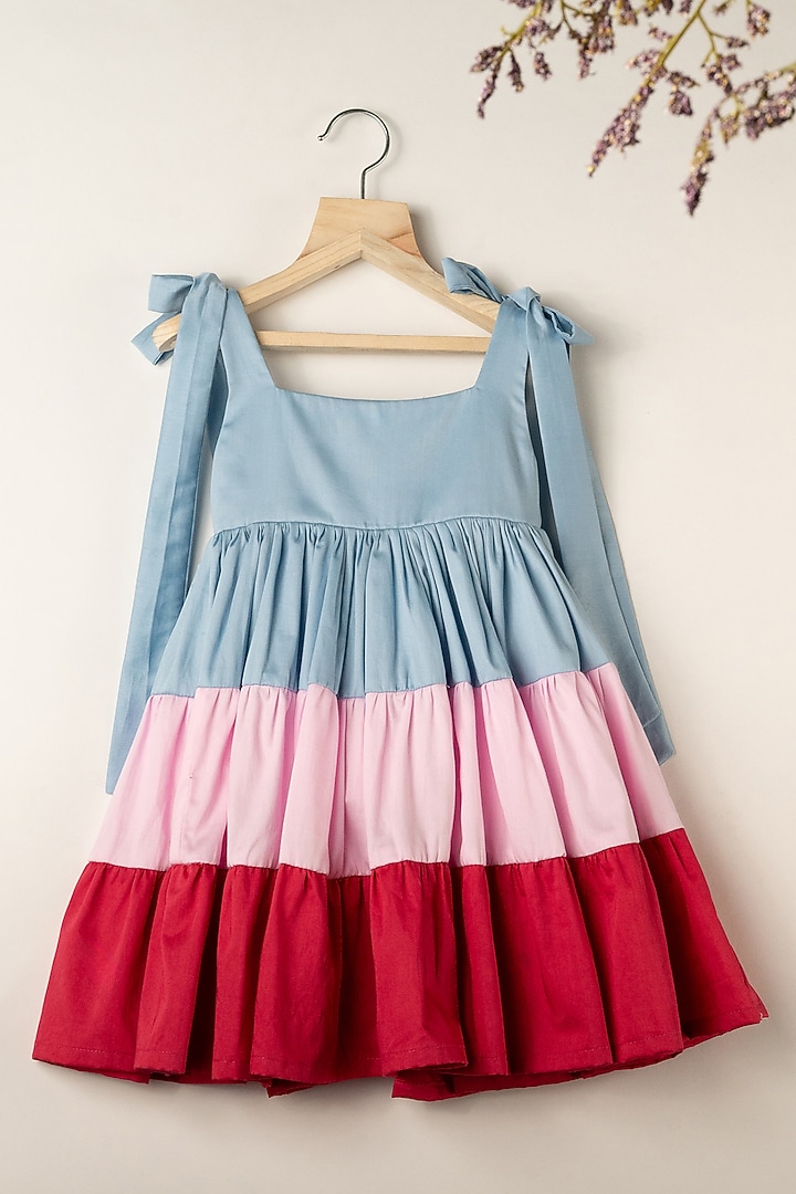 Multi-Colored Cotton Tiered Dress For Girls by Darleen Kids Couture at Pernia's Pop Up Shop