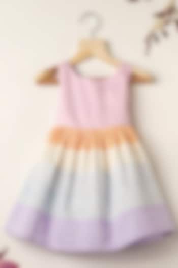 Multi-Colored Cotton Rainbow Dress For Girls by Darleen Kids Couture at Pernia's Pop Up Shop
