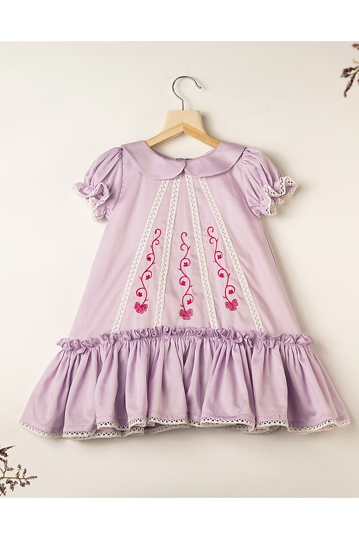 Purple Cotton Dress For Girls by Darleen Kids Couture at Pernia's Pop Up Shop