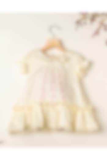 Off-White Cotton Dress For Girls by Darleen Kids Couture at Pernia's Pop Up Shop