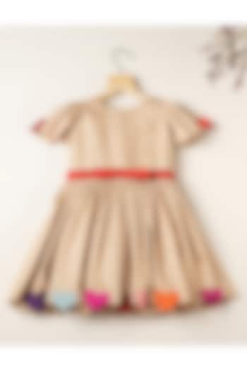 Nude Cotton Dress For Girls by Darleen Kids Couture at Pernia's Pop Up Shop