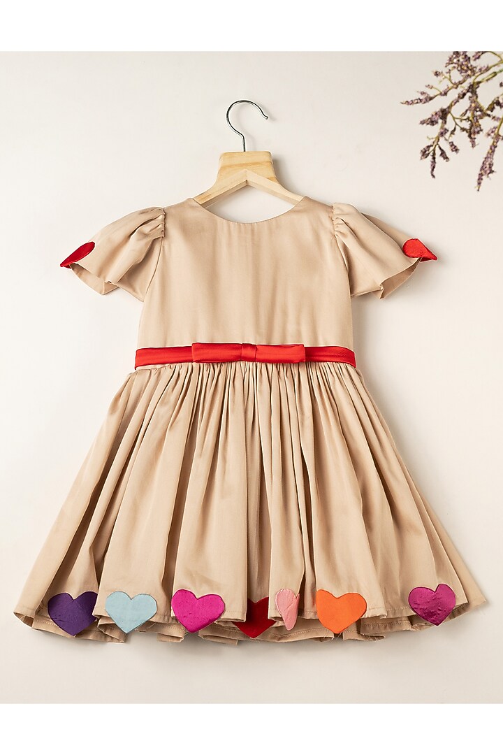 Nude Cotton Dress For Girls by Darleen Kids Couture at Pernia's Pop Up Shop