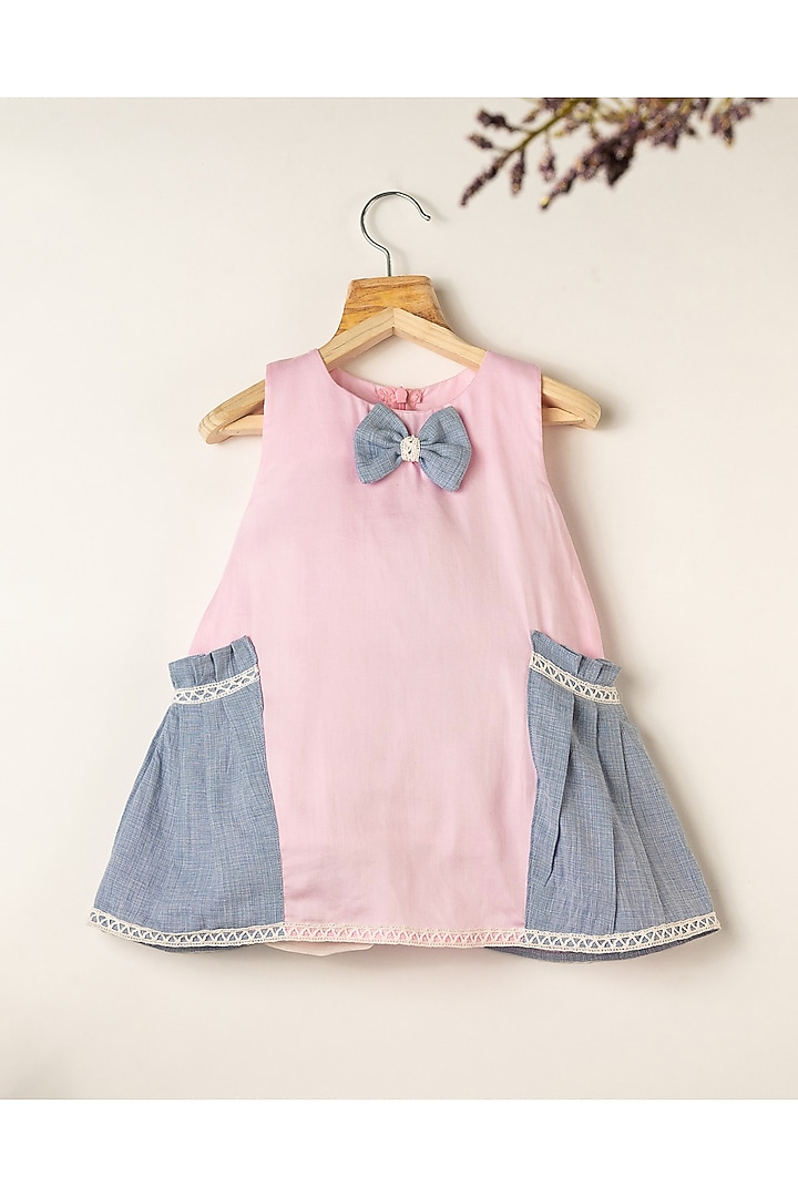 Pink Cotton Dress For Girls by Darleen Kids Couture at Pernia's Pop Up Shop