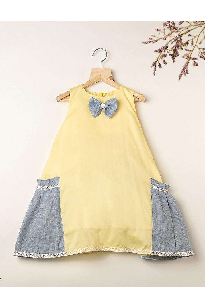 Yellow Cotton Dress For Girls by Darleen Kids Couture at Pernia's Pop Up Shop