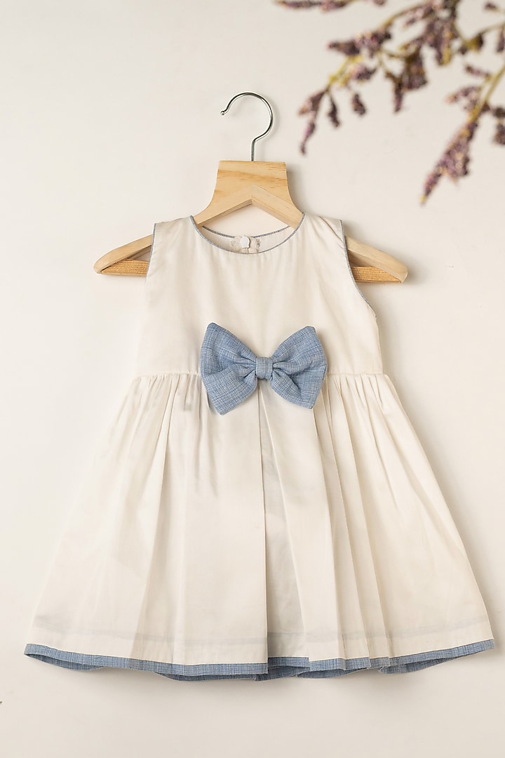 White Cotton Dress For Girls by Darleen Kids Couture at Pernia's Pop Up Shop