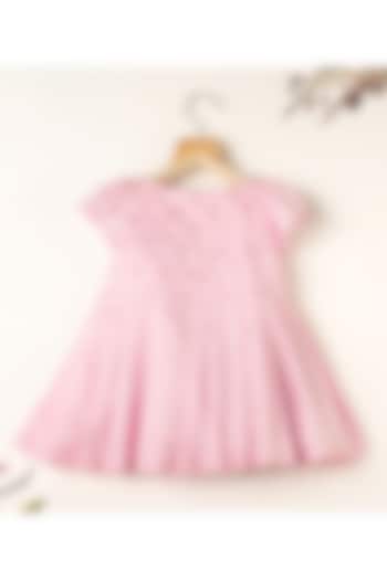 Pink Cotton Pearl Pleated Dress For Girls by Darleen Kids Couture at Pernia's Pop Up Shop
