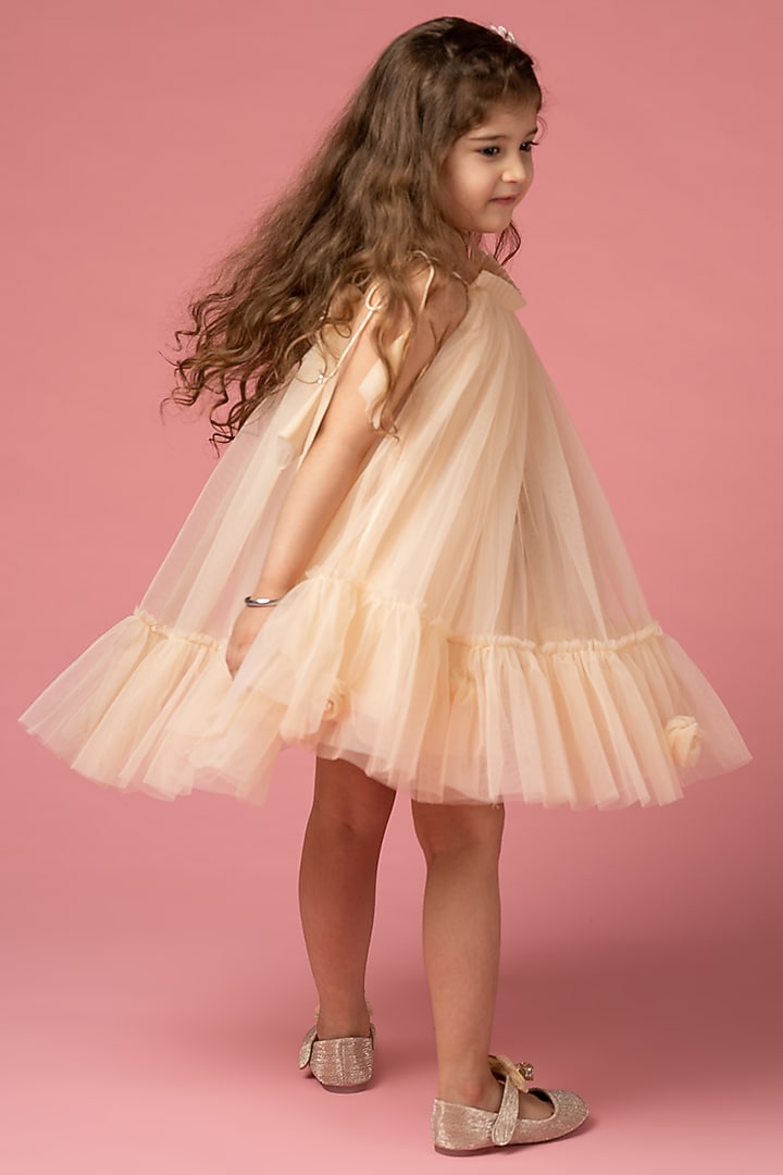 Ivory Net Dress For Girls by Darleen Kids Couture at Pernia's Pop Up Shop