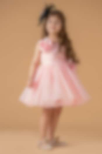 Pink Net Mini Dress For Girls by Darleen Kids Couture at Pernia's Pop Up Shop