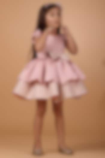 Blush Pink Milano Satin Mini Dress For Girls by Darleen Kids Couture
