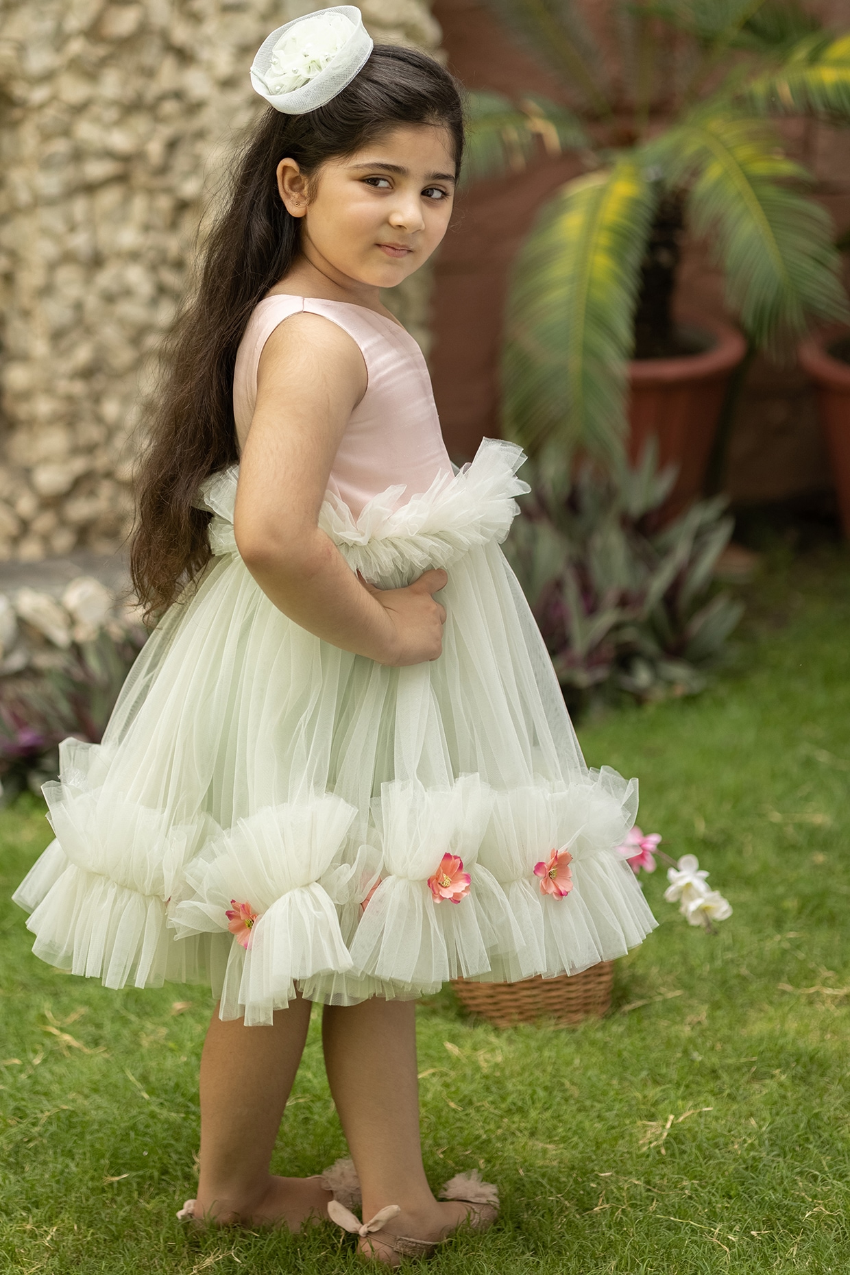 Flared-skirt Dress - Light green/forest animals - Kids | H&M US