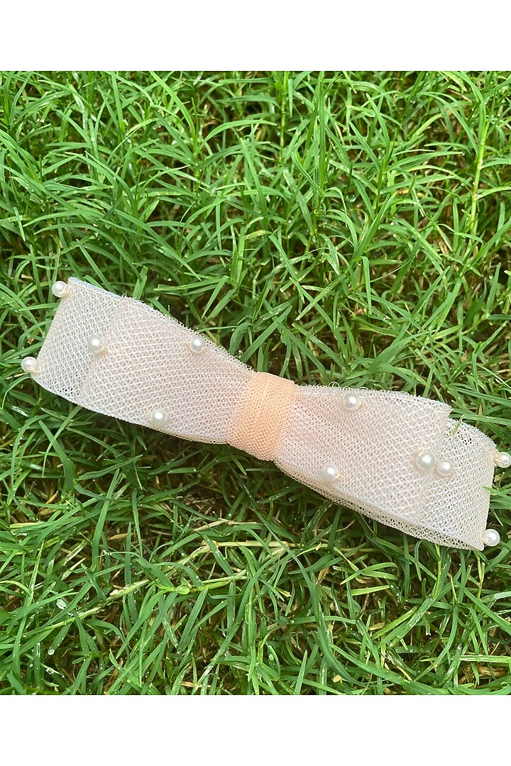 Peach Crinoline Embellished Bow For Girls by Darleen Kids Couture at Pernia's Pop Up Shop