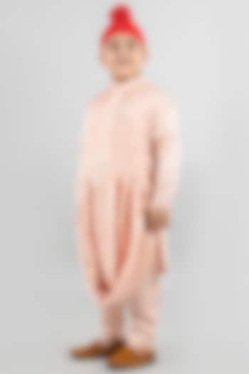 Nude Peach Pintucked Kurta Set For Boys by Darleen Kids Couture