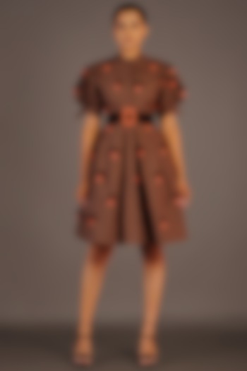 Brown Cotton A-Line Dress by Deepika Arora