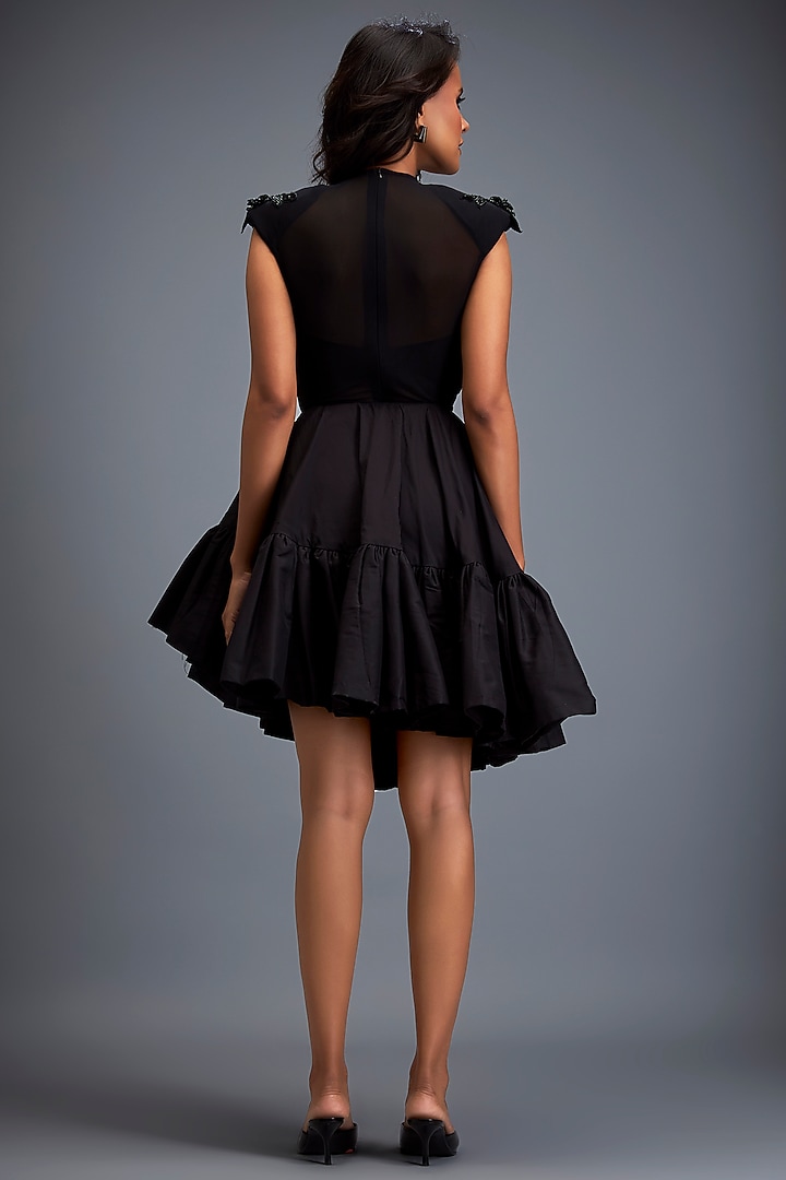 Black Taffeta Hand Embroidered Co-Ord Set by Deepika Arora at Pernia's Pop Up Shop
